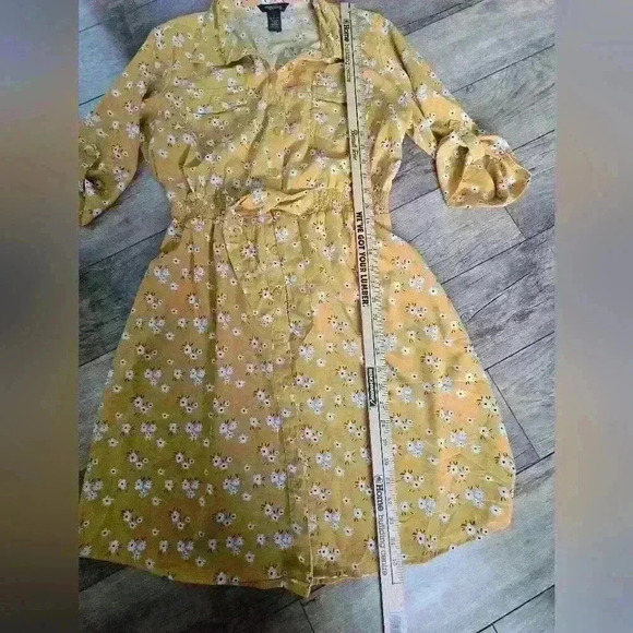 MILLENIUM Womens large spandex/polyester yellow flowered dress - Picture 5 of 10